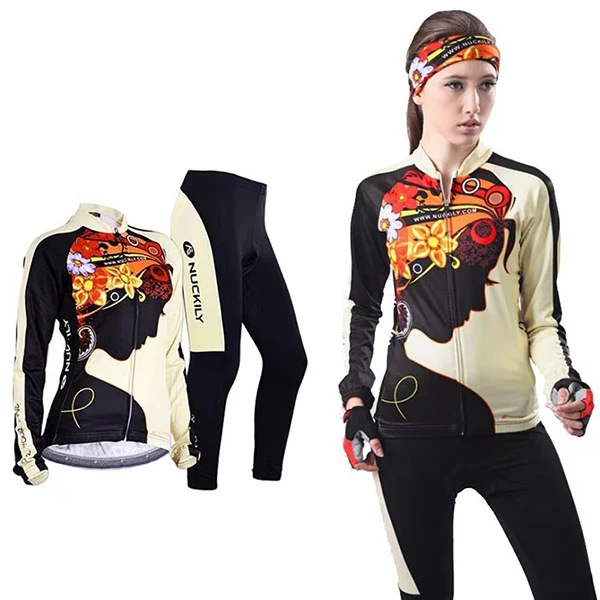 Теплая Флисовая велосипедная одежда, женский зимний комплект из Джерси для велоспорта, спортивная одежда для шоссейного велосипеда, костюм для горного велосипеда, облегающая одежда - Цвет: jersey and pants