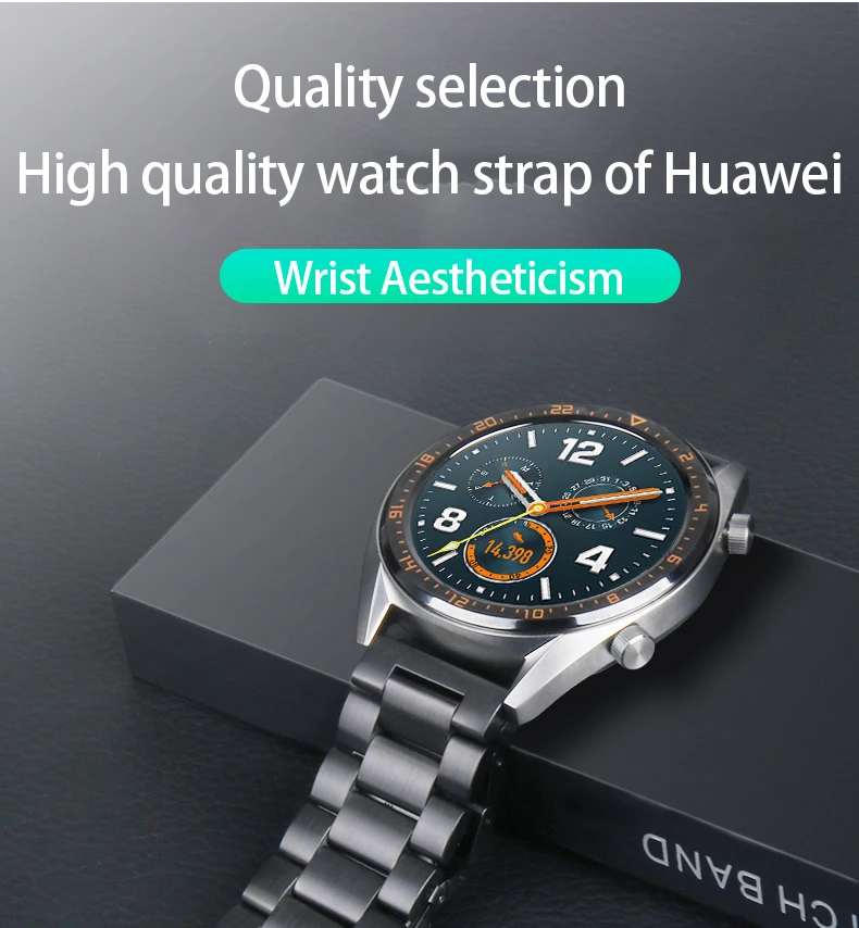 Браслет из нержавеющей стали 16 мм 18 мм 20 мм 22 мм ширина для huawei GT-GT2 B5/B3 металлический магнитный ремешок