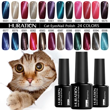 

Huration 8ML New Magnetic 3D Cat Eye Gel Nail Polish 24 Colour Starry Sky Gel Product Soak Off UV LED Nails Art Gel Varnish