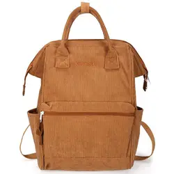Вельветовый однотонный рюкзак Sen простой дикий студенческий рюкзак для отдыха дорожная сумка цвета хаки