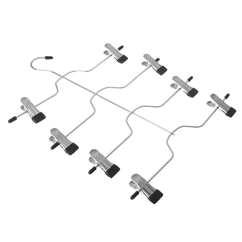 1PC Rack With 8 Clips Storage Organizer Save Space MultiFunctional Four-Layer Stainless Steel Trousers Clip Skirt Pants Hanger