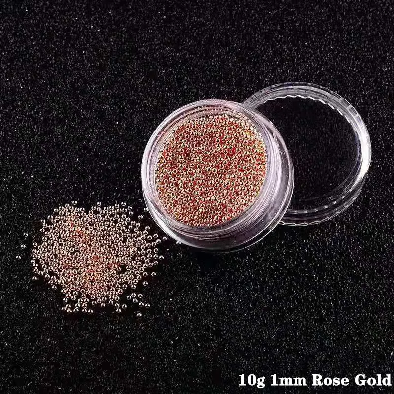 

10g/bag METAL Caviar Mini Micro Ball Beads Silver Gold Rose Gold Metallic Pearl Charm Ball Bead in Wheel box Nail Arts Decorate