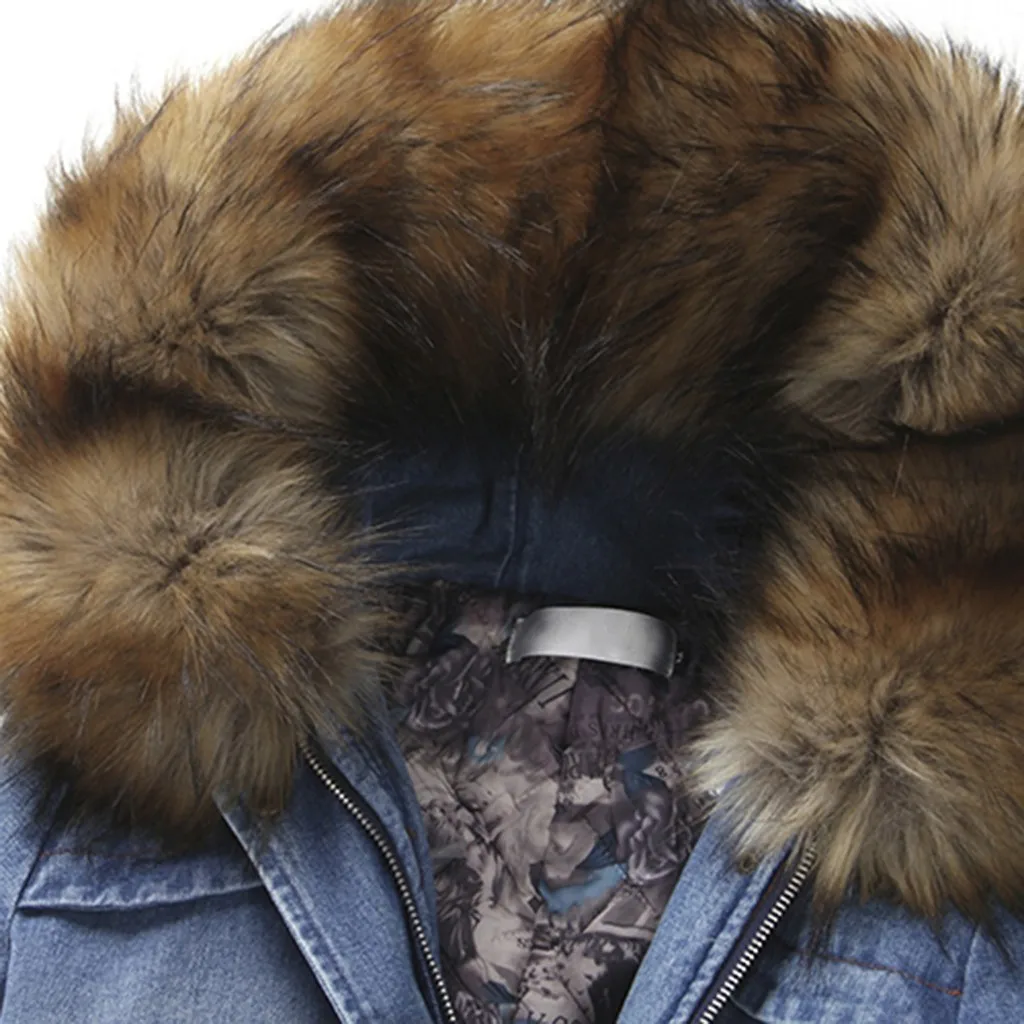 Зимняя парка, пальто, женская меховая и шерстяная куртка, женский длинный толстый пуховик с меховым воротником и капюшоном, облегающее зимнее теплое джинсовое пальто miegofce
