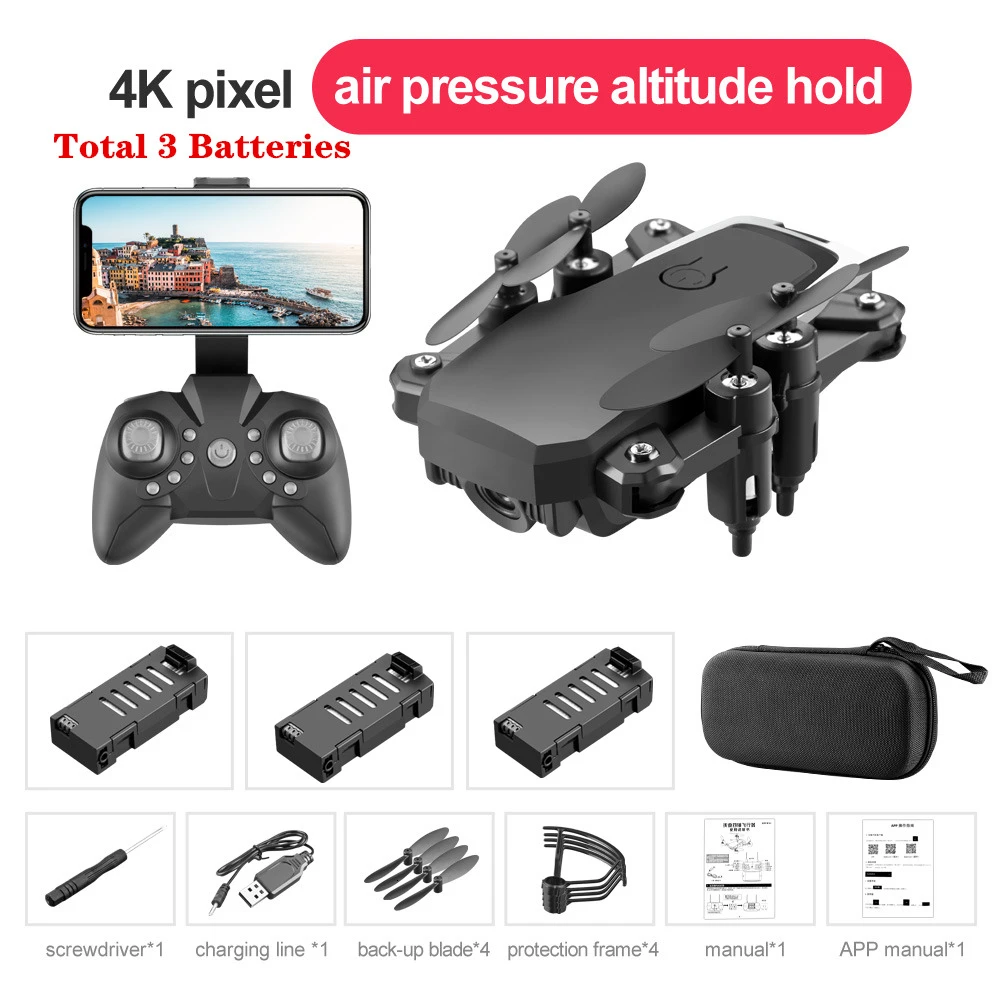 Радиоуправляемый вертолет LF606 мини-Дрон для видеосъемки Wifi FPV 4K HD камера удержание высоты RC Квадрокоптер лучшая игрушка для начинающих - Цвет: B3-Carry Box-4K