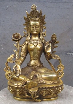 

SUIRONG---522+++TIBET BUDDHISM HALL BRASS COPPER GREEN TARA GUANYIN GODDESS BUDDHA STATUE