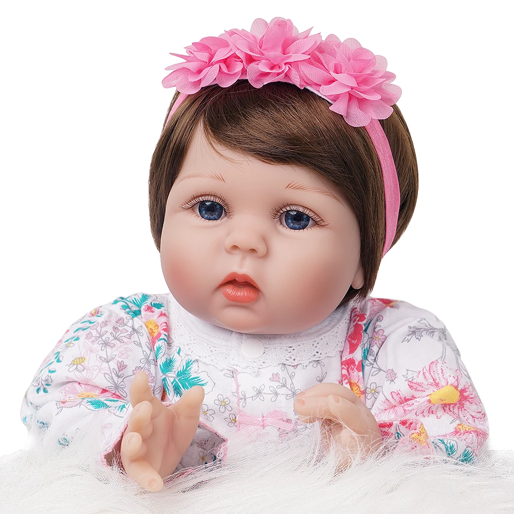55 см Reborn Baby Dolls девочка новорожденная игрушка силиконовый винил Белый Цветочный наряд
