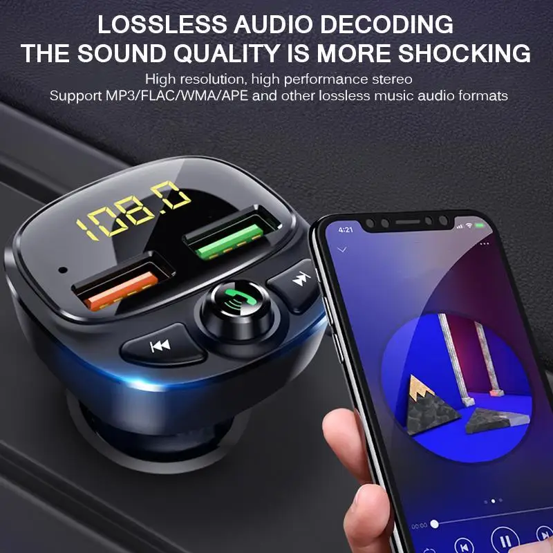 Onever Dual USB Автомобильное зарядное устройство без рук Mp3 беспроводной Быстрый Bluetooth передатчик TF карта музыкальный автомобильный комплект для телефона HY87