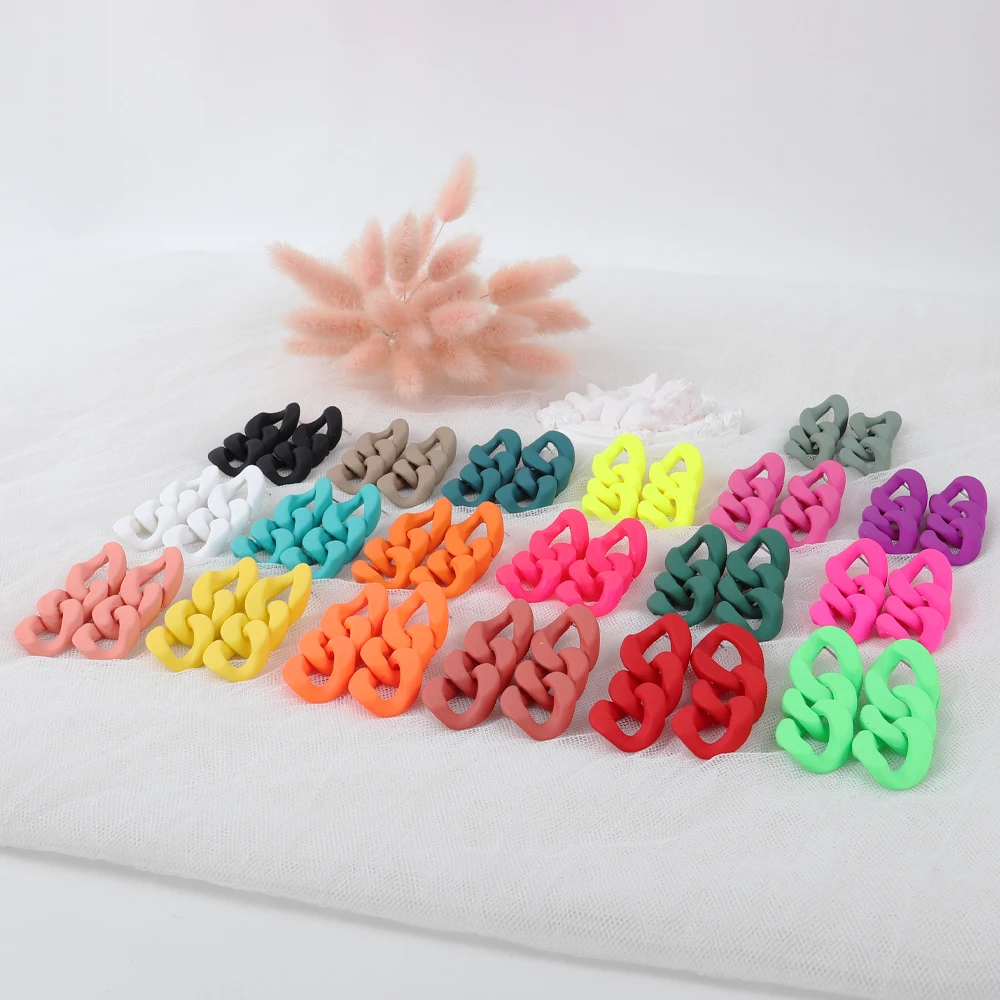 FishSheep Colorful Acrylic Chain Drop Earrings Women Bohemian Simple Design Link Long Earrings Fashion Party Jewelry dangle earrings drop earrings long earrings acrylic earrings