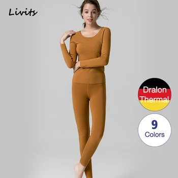 

Women's Thermal Underwear Set Female Warm Winter Round Neck Long Sleeve T-Shirts Tshirts Long Pants Trousers Elasticity SA0319