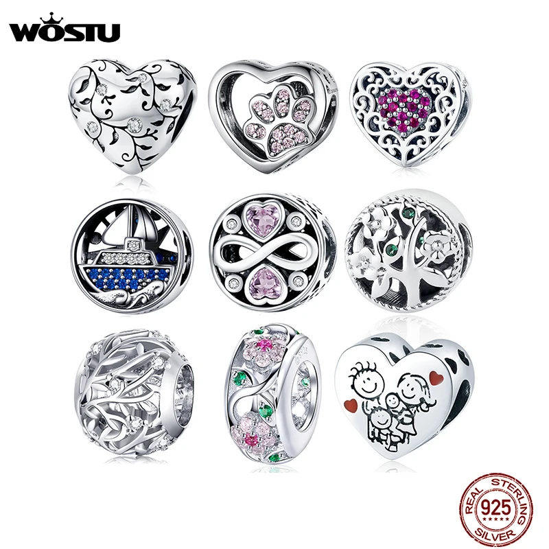 Original Bracelet Pendant-Fit Charms 925-Jewelry Flower Heart-Beads 925-Sterling-Silver