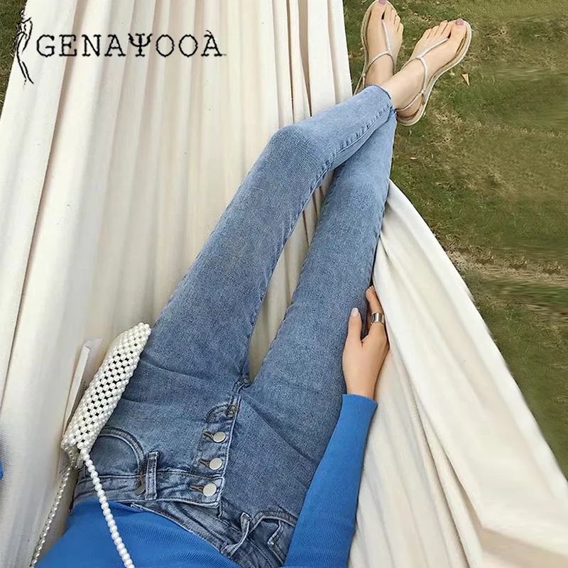 Genayooa высококачественные обтягивающие джинсы женские с высокой талией уличная карандаш брюки женские сексуальные пуш-ап джинсы Femme корейский Демин
