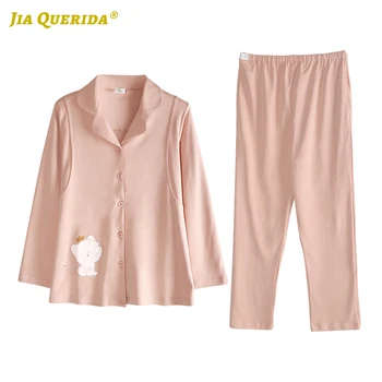 

Solid Pregnancy Clothes New Soft Spring Autumn Sleepwear Fashion Style Casual Style Woman Clothes Pijama Set Ladies Pajamas Set