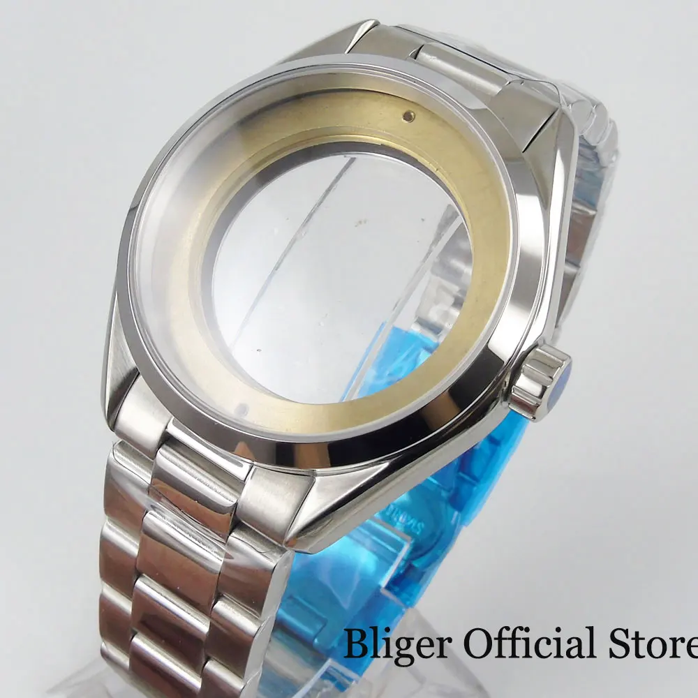 

Fit ETA 2836 MIYOTA Automatic Movement Stainless Steel Polished 41mm Watch Case with Sapphire Glass+Watch Band