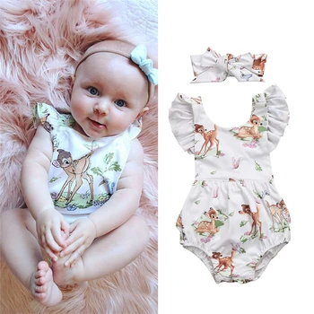 

Summer 2020 Newborn Toddler Infant Clothing Body Baby Girls Romper Deer Ruffles Rompers Jumpsuit Ropa Bebe Girl Clothes