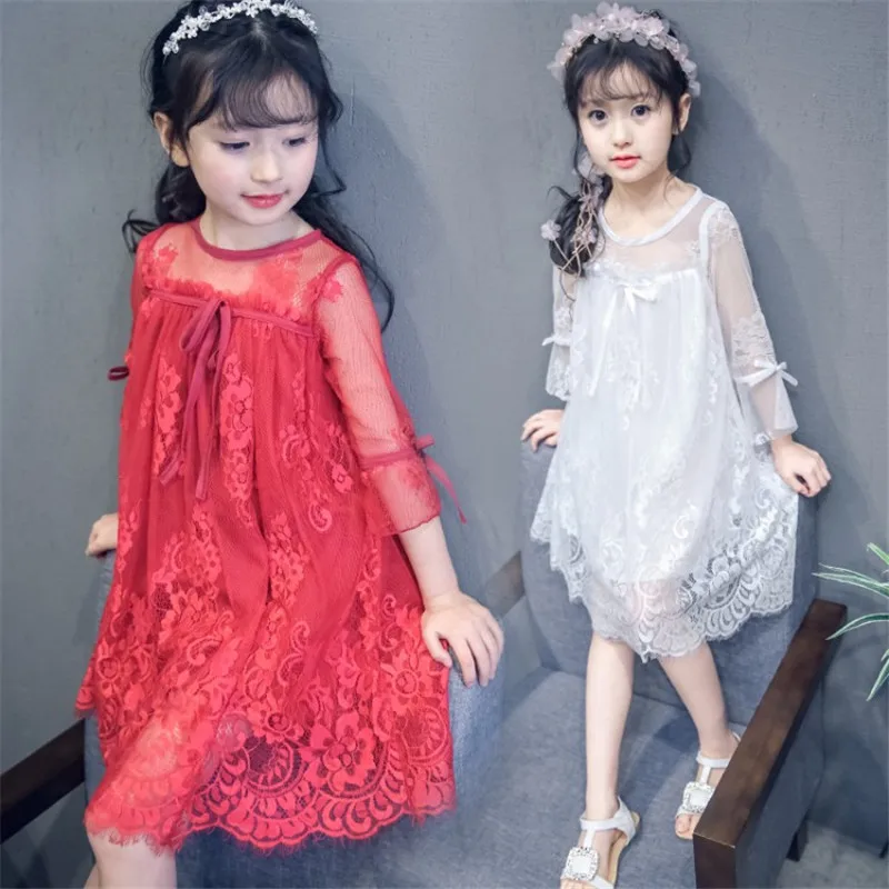Кружевные вечерние платья с длинными рукавами и цветочным узором для девочек, г., высокое качество, детское кружевное платье для маленьких девочек, одежда для свадебной вечеринки