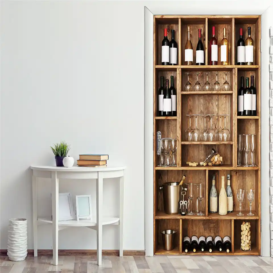 77x20 0cm/95x215cm wein flasche regal 3d tapete für türen