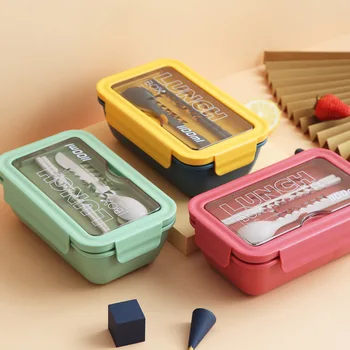 

1100ml Wheat Straw Lunch Box Healthy Material Bento Boxes Microwave Dinnerware Food Storage Container Children Office Lunchbox