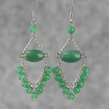 

Natural jadees earrings tassel original fashion crystal earrings multiple styles of earrings without earholes