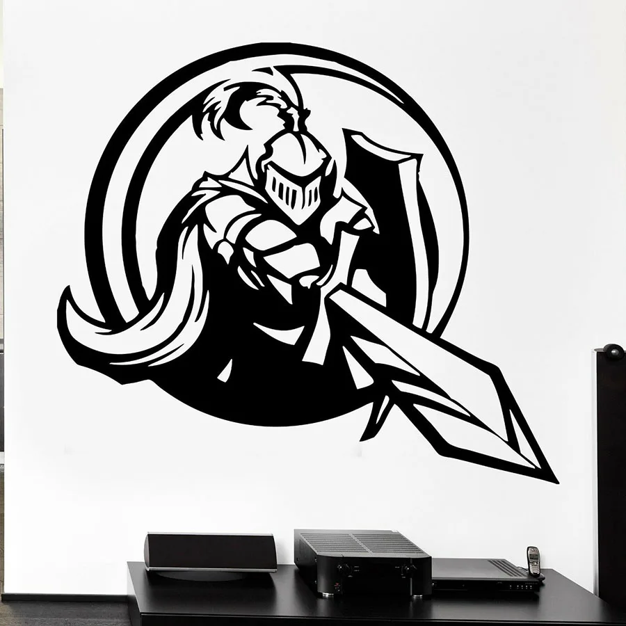 Knight Wall Decal Sword Shield Armor Medieval Style Weapons Vinyl Window Sticker Teen Boys Bedroom Playroom Home Decor S1315 | Дом и сад