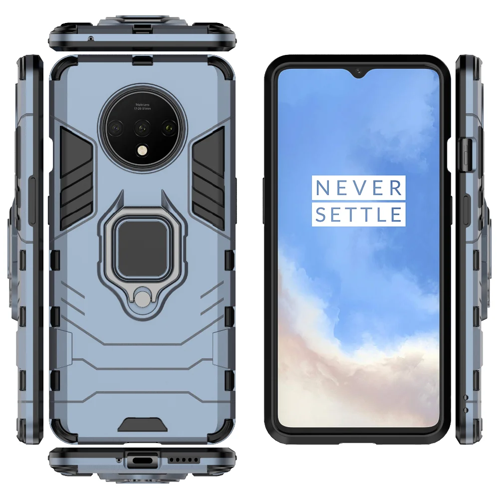 Противоударный чехол для oneplus 7T 1+ 7T 6,5" чехол для телефона PC+ силиконовый чехол Железный человек с подставкой
