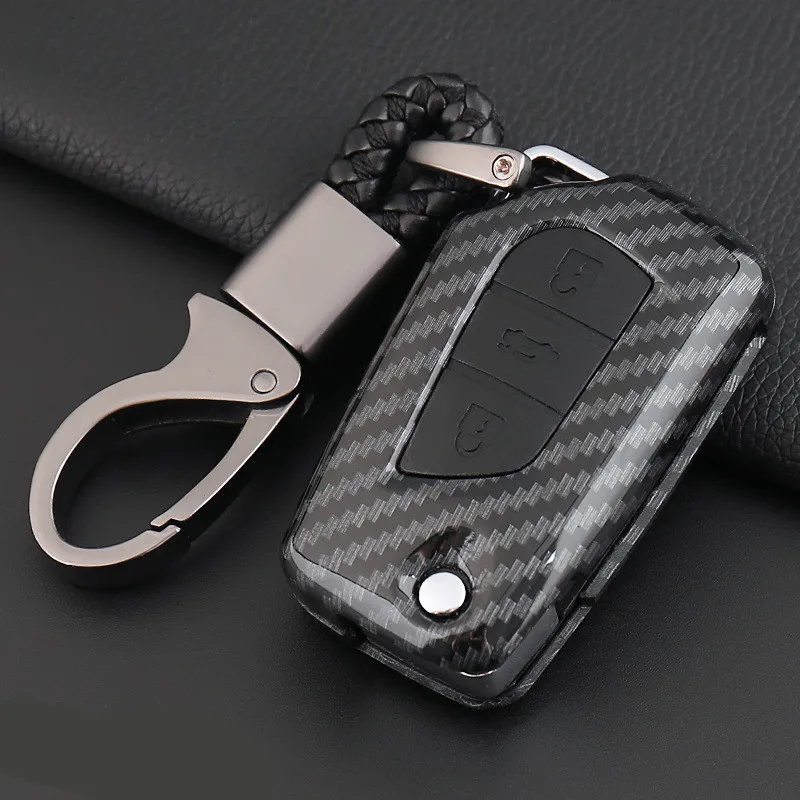 Carbon-fiber-Car-Styling-Auto-Protection-Key-Shell-Cover-Case-For-Toyota-Rav4-2018-Prius-Camry