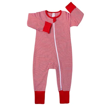 

Red Striped Rompers Baby Boy Girl O-Neck Clothes Bebek Rompa Bebe Baby Newborn Clothing Spring Autumn Zipper Baby Striped Romper