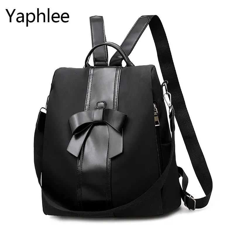 High Quality Oxford Women Backpack Zipper School Bags for Teenage Girls Small Tassel Backpack Women Backpack Mochilas Fem - Цвет: Черный