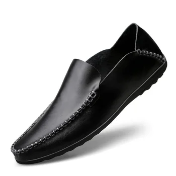 

Zapatos Calzado Hombre Casual Black Genuine Leather Slip on Flats Male Driver Zapatos Para Hombre Loafers Full Grain Leather