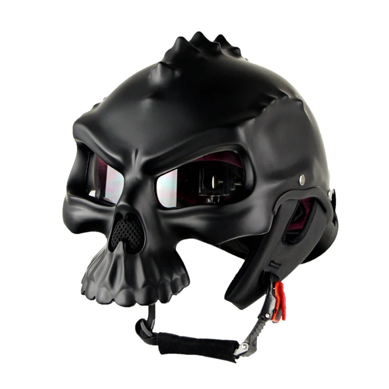 Мото rcycle винтажные шлемы с открытым лицом kask predator capacete para moto cicleta cascos para moto racing JIEKAI с двойным объективом casco - Цвет: Matte black