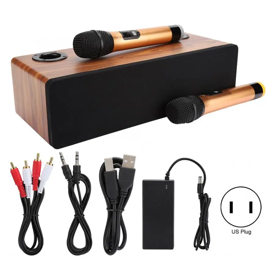 US Plug Bluetooth домашний микрофон аудио Набор беспроводной караоке микрофон интеллектуальное шумоподавление KTV микрофон динамик Набор - Цвет: US Plug