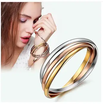 

Fashion Jewelry Titanium Steel Rose Gold Silver Color Three Layers Love Bracelets Bangles Women Girls Pulseiras Bracelet Femme
