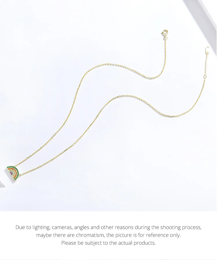 Bamoer Радужное колье, ожерелье для женщин, золотой цвет, 925 пробы, серебряный, корейский стиль, нежные ювелирные изделия для девушек, аксессуары SCN378