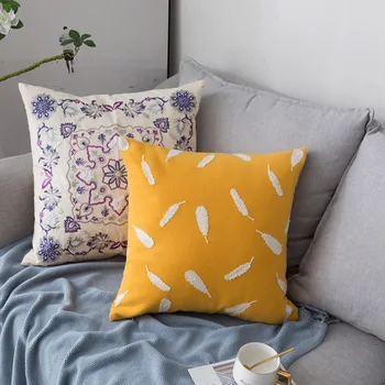 

45x45cm Yellow feather Sofa Pillowcase Pink Cushion Cover Throw Pillow Case Home Sofa Bed Chair Decoration 17.72x 17.72inch