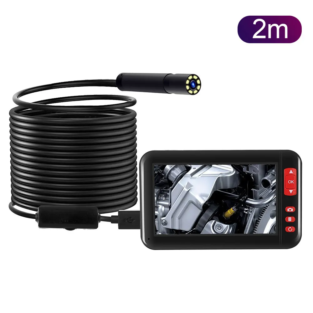 2m Visual Endoscope 8mm 4.3 Inch Ear Cleaning Tool Waterproof Monitoring Photos Endoscope Ear Spoon Borescope F200 - Цвет: 2m