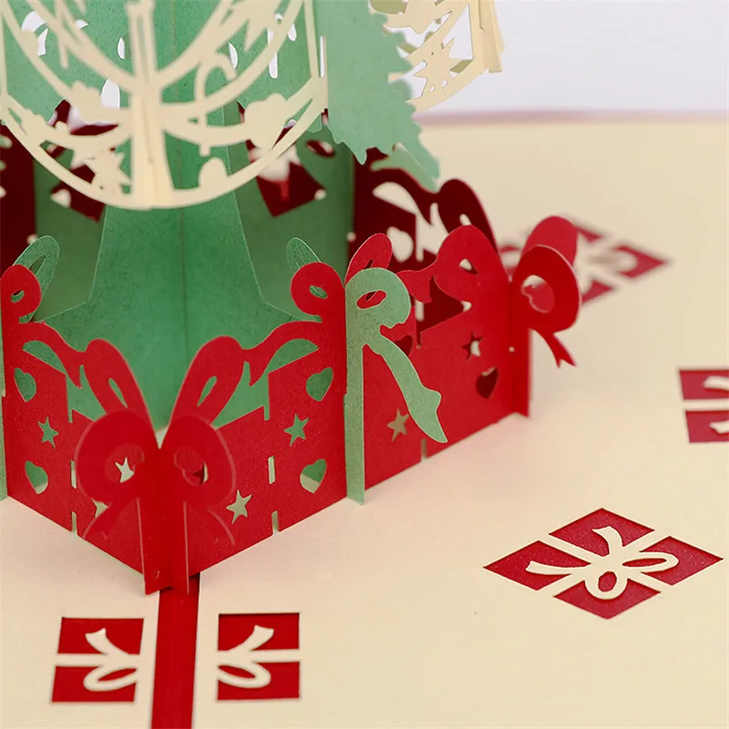Merry Christmas Tree Винтаж 3D лазерная Рождественская открытка Новогодние украшения подарки ручной работы на заказ поздравительные открытки Рождественские открытки