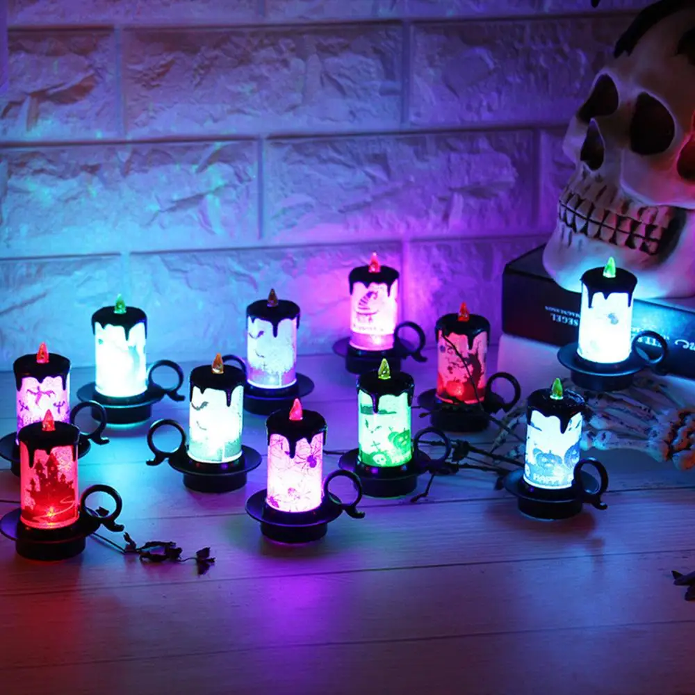 

New Arrival Halloween Decorative Props LED Electronic Candle Lamp Table Decoration With Button Batteries Christmas Light
