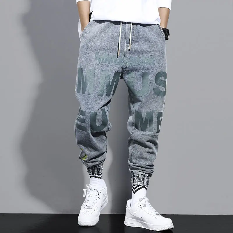 Pantalones vaqueros holgados para hombre, Estilo de motocicleta, estilo Harlan coreano, fáciles de combinar, Harajuku, Ins Beam Feet, informales