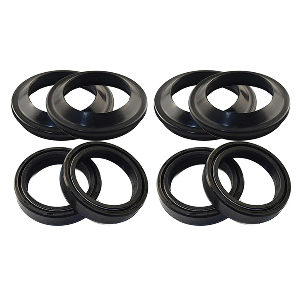 8pcs Rubber Front Fork Shock Oil Seal and Dust Seal Set 41mm x 54mm x 11mm for Yamaha XVS650 V Star Custom 1998-2008