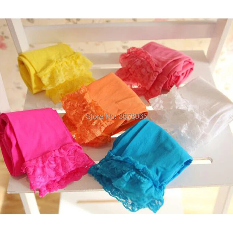 3-12Y طفل الفتيات الحلوى اللون طماق الأطفال بانت الفتيات الدانتيل السراويل الاطفال الربيع الخريف طماق الركبة العجل طول الكاحل السراويل