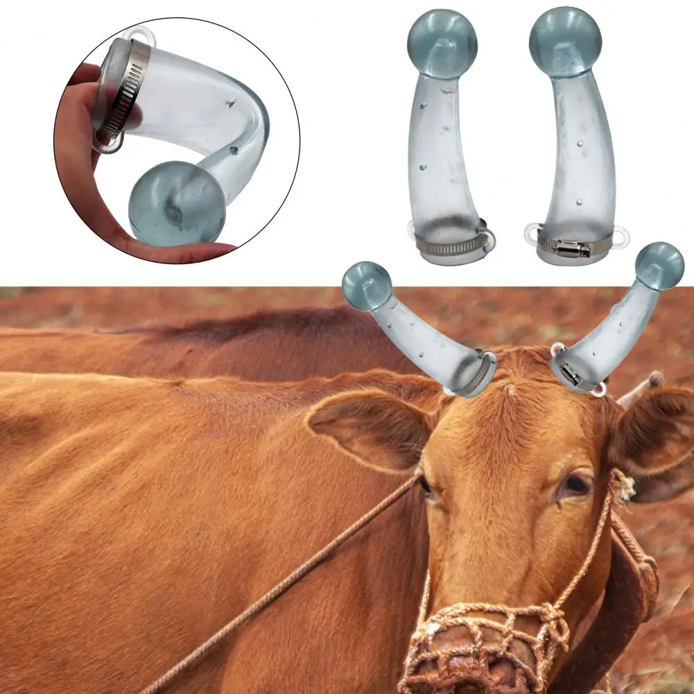 Cow Horn Protector 1 Set with Flexible Clamps Anti-fighting Silicone Calf Prevent Collision Tool Livestock Supplies