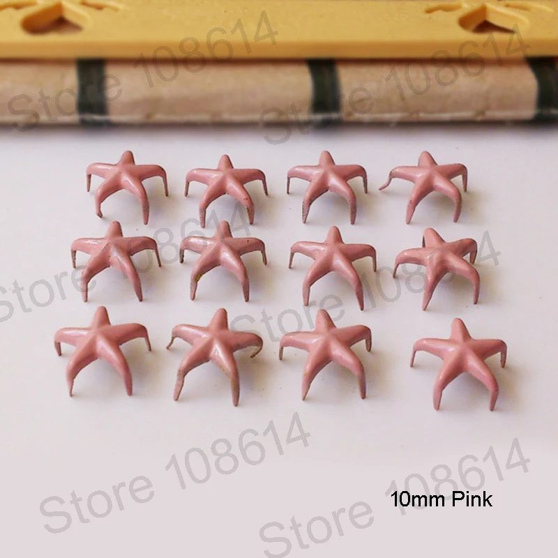 8 цветов metta латунь 5 Когти звезды заклепки для одежды заклепки для кожи diy аксессуары для ювелирных изделий сумки шляпа обуви - Цвет: 10mm Pink