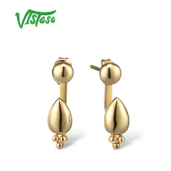 

VISTOSO Genuine 10K Yellow Gold Earrings For Women Stud Earrings Elegant Trendy Luxury Fine Jewelry