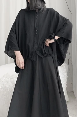 Yamamoto dark Женская одежда японская Свободная рубашка из хлопка с коротким рукавом