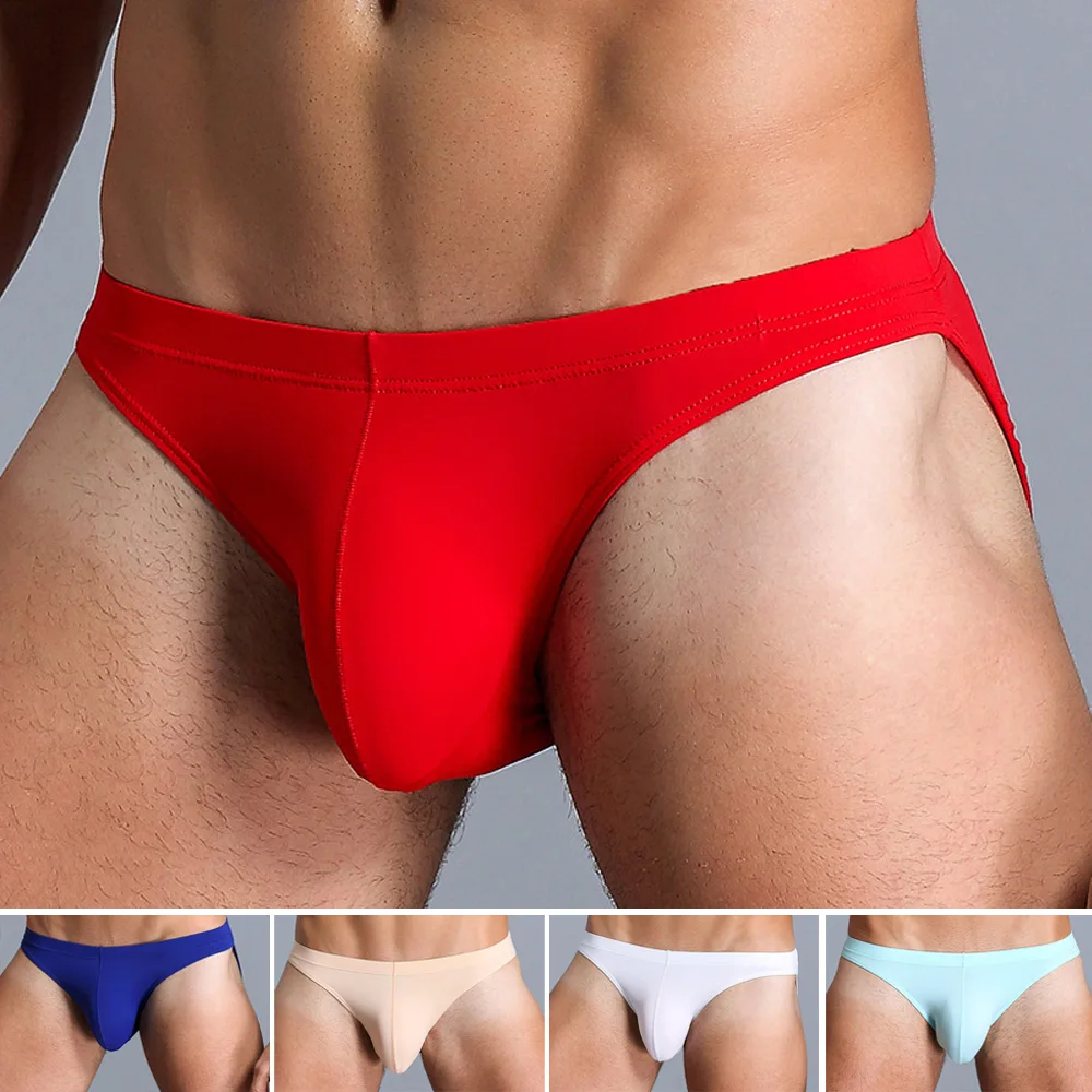 Mens Sexy Underwear Gay Sexy Briefs Transparent Man Underwear Slip Breathable Silky Quick-Drying U-convex Pouch Underpants Thong mens underwear men briefs bikini summer sexy briefs ice half transparent low waist panties gay seamless u convex underpants male