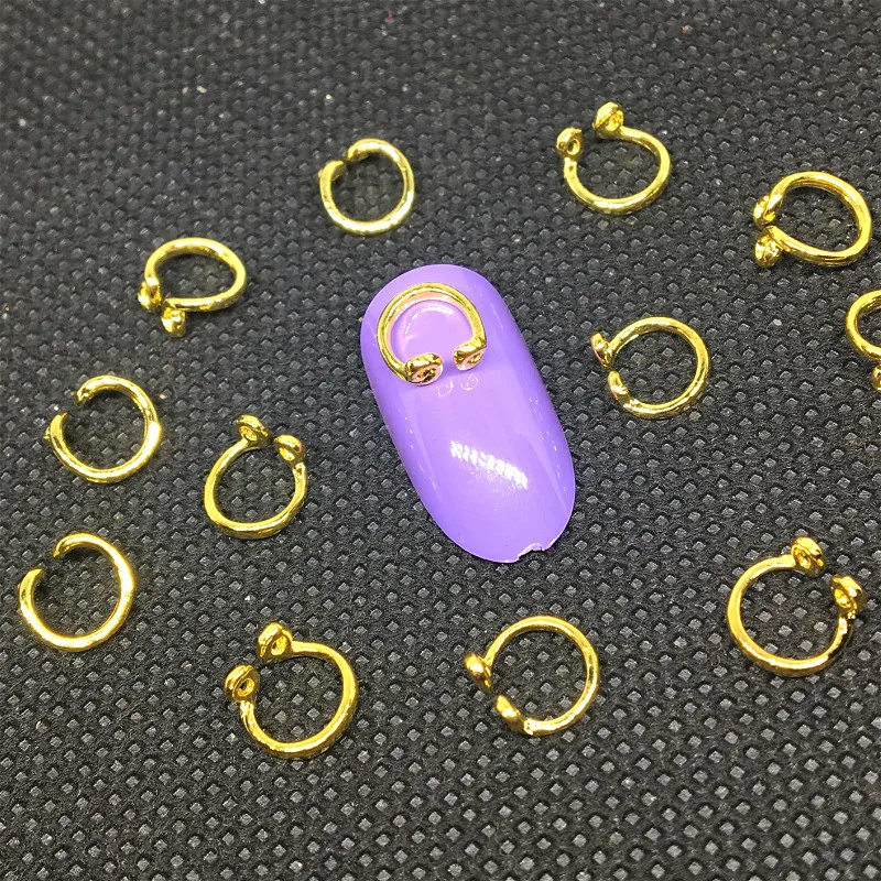 

40Pcs Nail Art Sticker Hoop Ring Metal 3D Nail Decorations Studs Charms Punk Nailart Bling Gold East Style Ornaments Set DIY