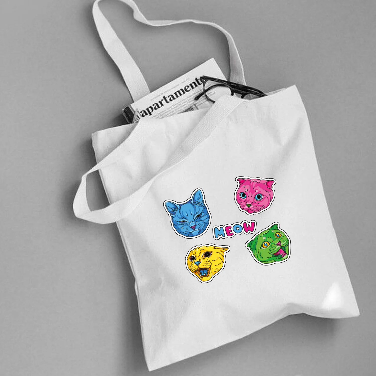 Женская Холщовая Сумка на плечо с рисунком котенка|Хозяйственные сумки| |