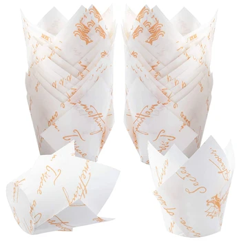 

150 Baking Cups Handwritten Tulip Cupcake Lining Baking Cup Holders and Muffin Baking Cups for Wedding, Birthday