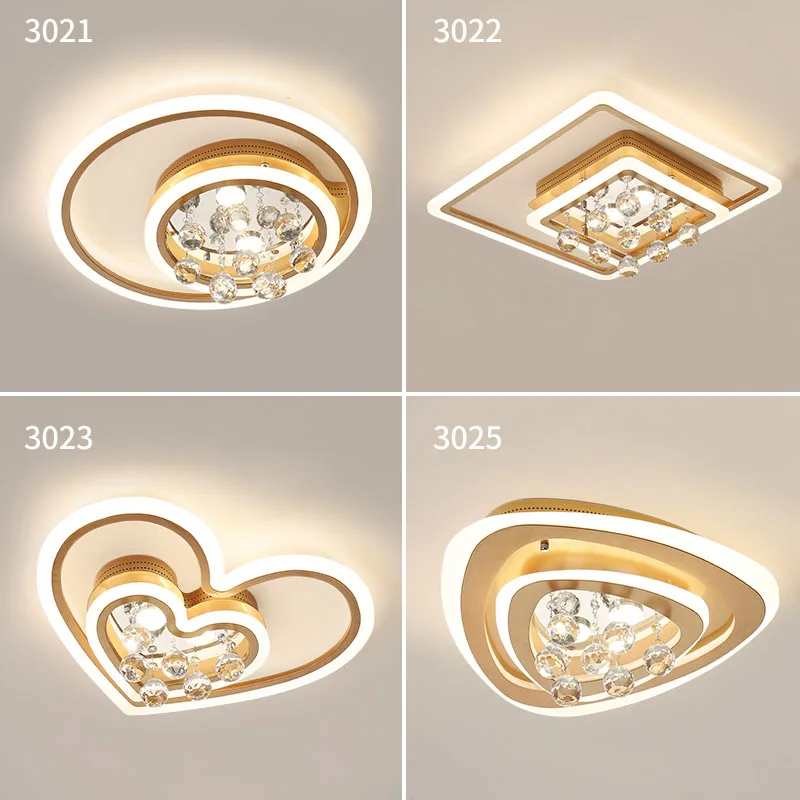 

Modern LED Ceiling lights for living room Bedroom Luminaire plafonnier Gold finished Crystal led ceiling lamp for home bedroom