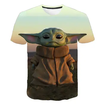 

3D Printed Mandalorian Baby Yoda T Shirt Men Women Summer Short Sleeve Tops Boy Girl Children's Tees Star Wars Cool T-shirt