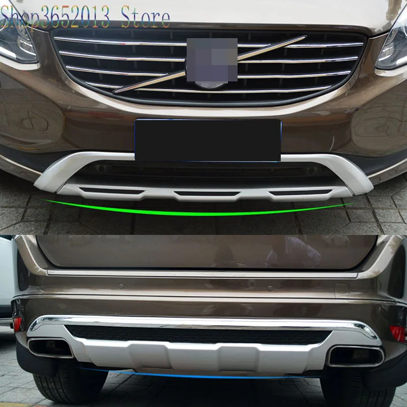2 шт. для Volvo XC60 ABS передний задний бампер скользящая пластина Aero диффузор комплект серебристый Стайлинг автомобиля аксессуары